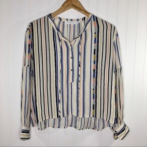 ASTR The Label Striped Popover Blouse Size Small